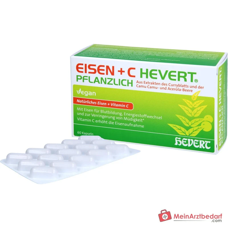 Hevert Eisen+C Pflanzlich Eisen / Vitamin C Kapseln, 60 St.