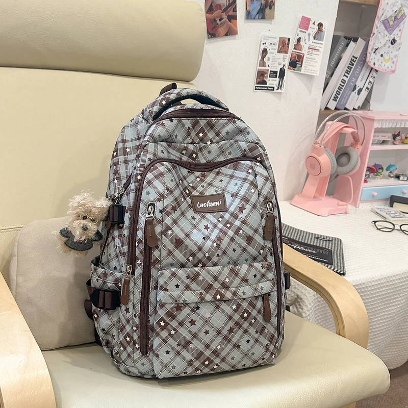 Stilvolles Karomuster Design Schulrucksack Karnz