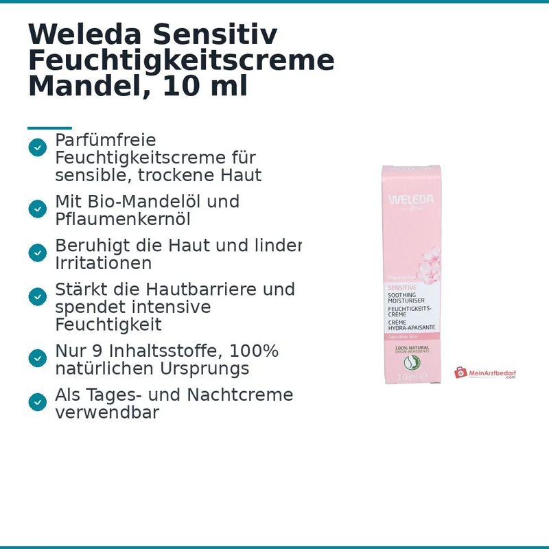 Weleda Sensitiv Feuchtigkeitscreme Mandel, 10 ml