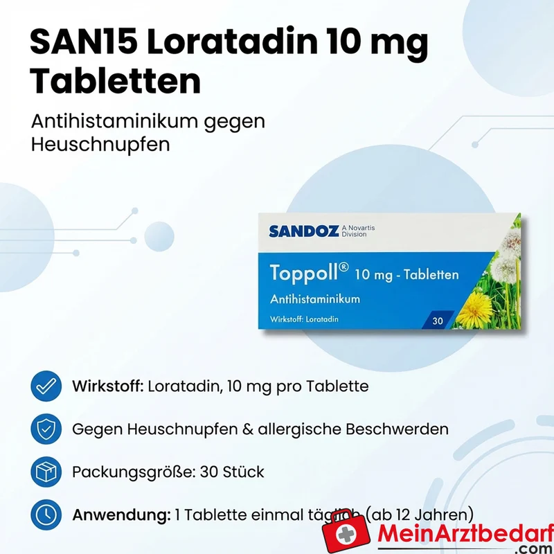 SAN15 Loratadin 10 mg Tabletten 30 St. Antihistaminikum gegen Heuschnupfen