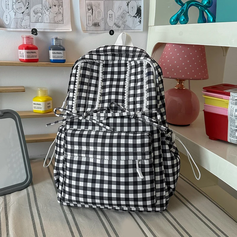 Stylische Vichykaro Muster Schulranzen Karnz