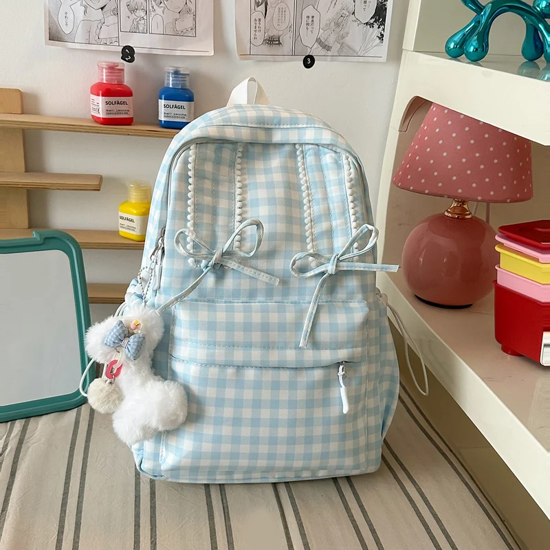Stylische Vichykaro Muster Schulranzen Karnz