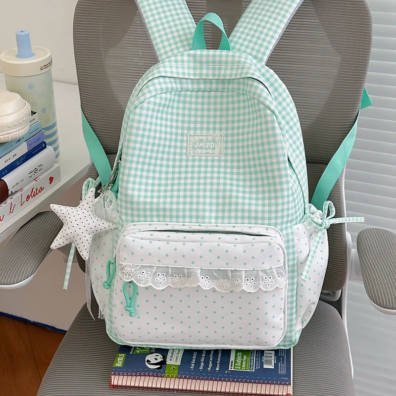 Stilvolle Gingham-Muster-Rucksack Karnz