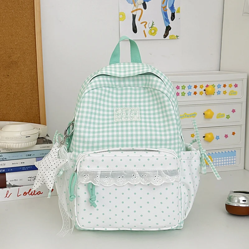 Stilvolle Gingham-Muster-Rucksack Karnz