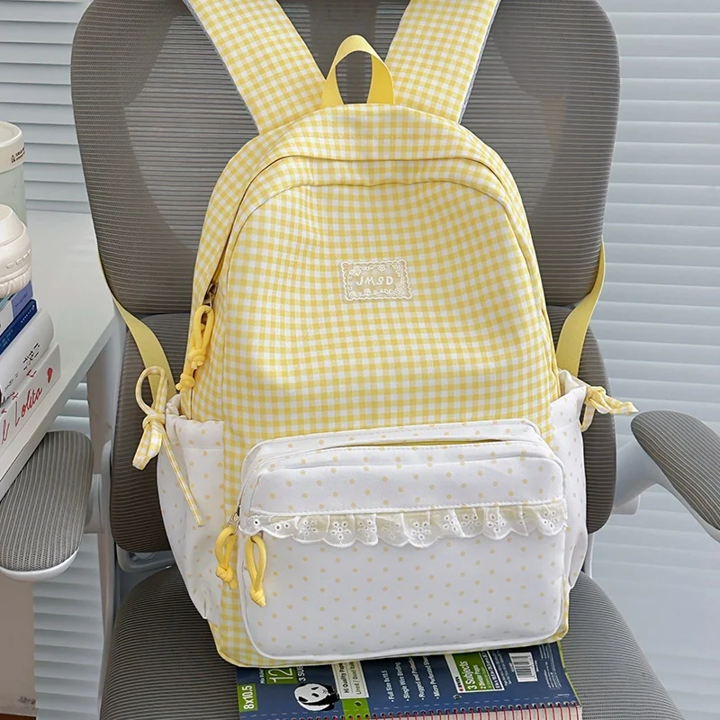 Stilvolle Gingham-Muster-Rucksack Karnz