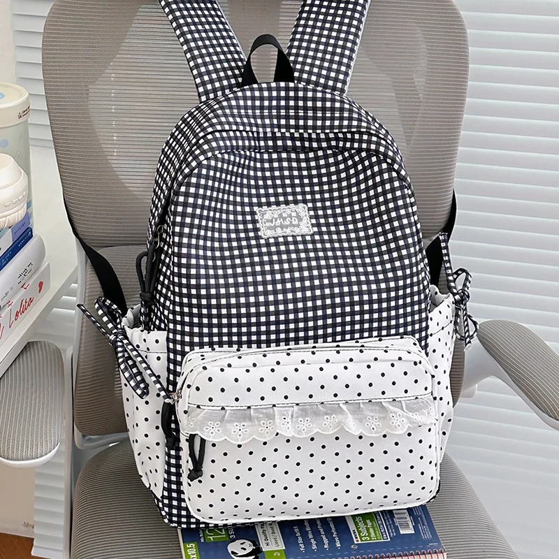 Stilvolle Gingham-Muster-Rucksack Karnz