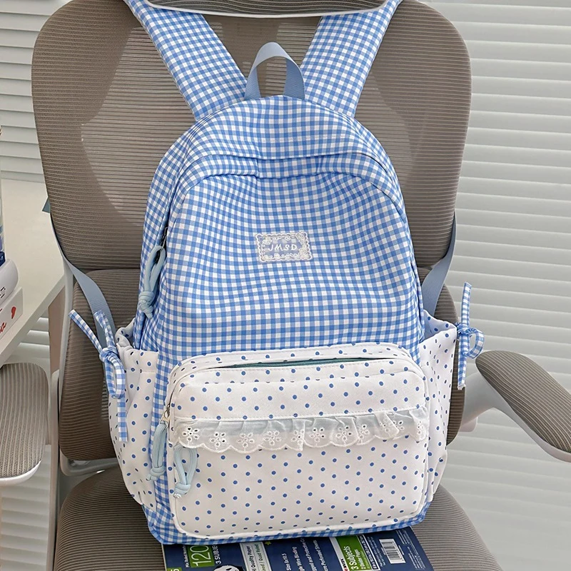 Stilvolle Gingham-Muster-Rucksack Karnz