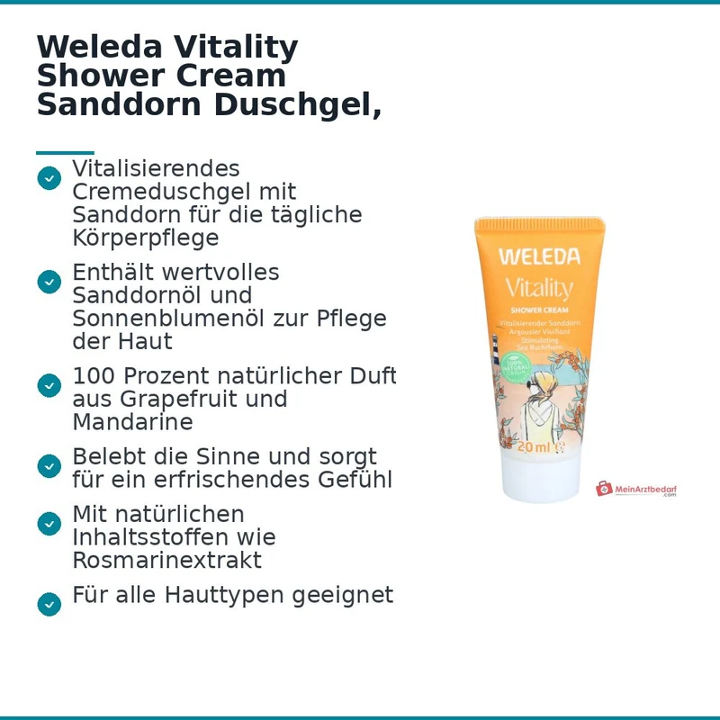 Weleda Vitality Shower Cream Sanddorn Duschgel, 20 ml
