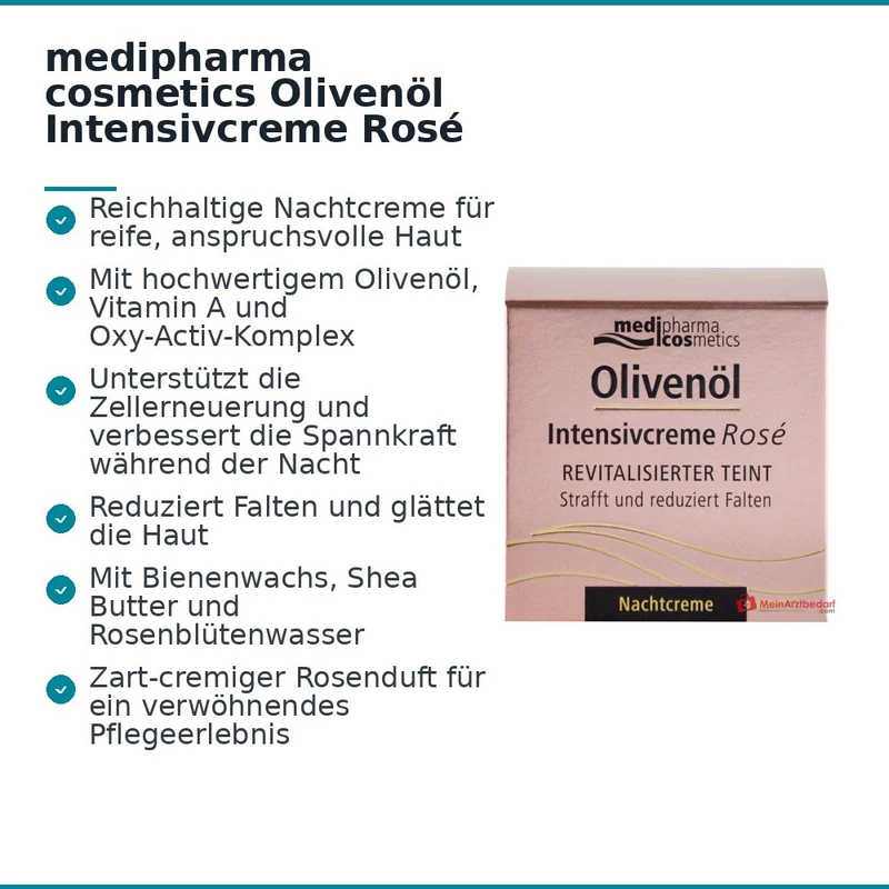 medipharma cosmetics Olivenöl Intensivcreme Rosé Nachtcreme, 50 ml