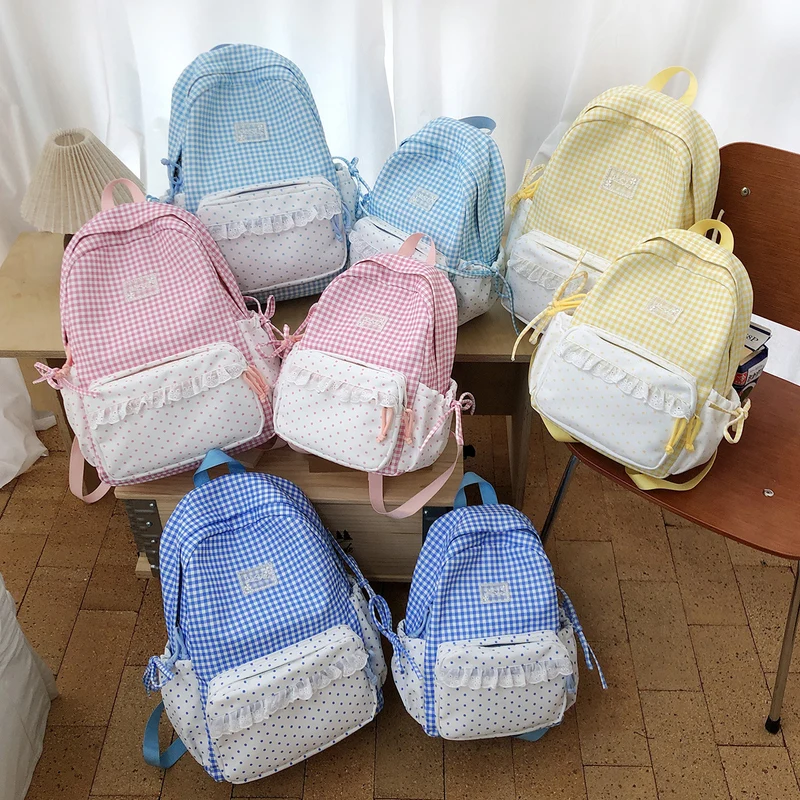 Verspielt Gingham- und Polka-Dot-Rucksack Karnz