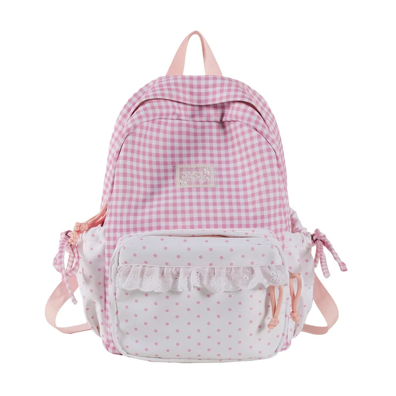 Verspielt Gingham- und Polka-Dot-Rucksack Karnz