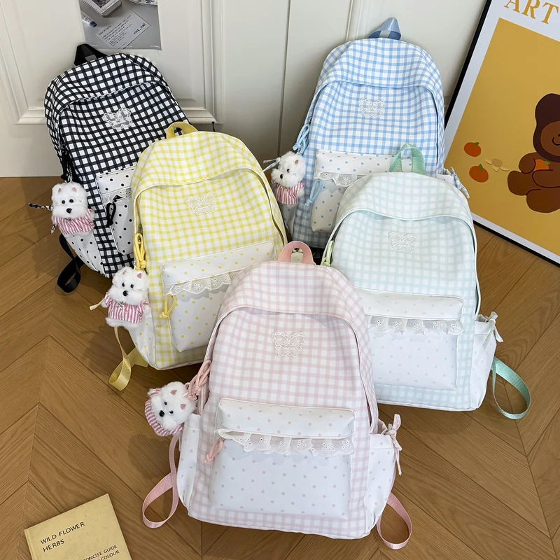 Spaß Gingham-Muster Rucksack Karnz