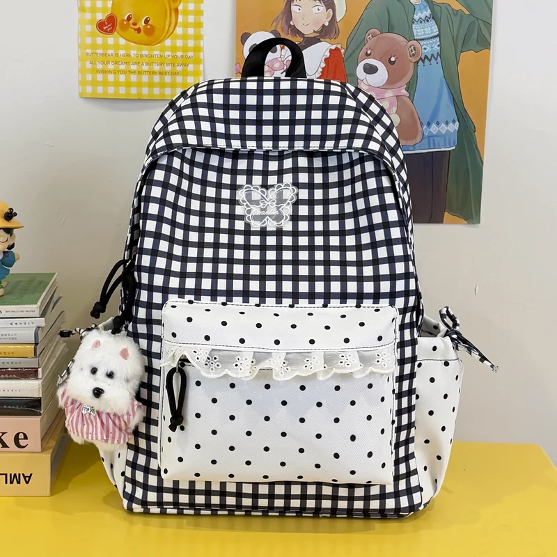 Spaß Gingham-Muster Rucksack Karnz