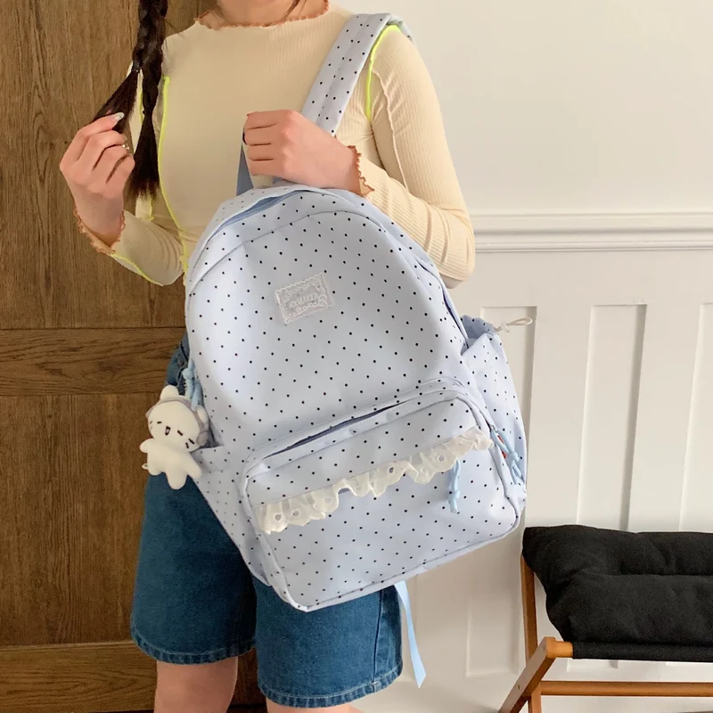 Verspieltes Pünktchenmuster Schulrucksack Karnz