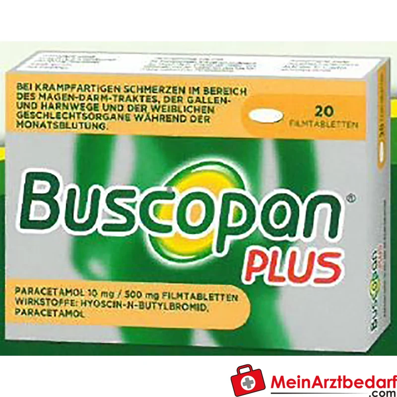 Sanofi Buscopan Plus Tabletten 20 Stück (Hyoscin‑N‑butylbromid + Paracetamol) gegen krampfartige Magen‑Darm‑Schmerzen