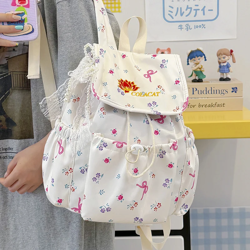 Blumenverzierte Drawstring-Rucksack Karnz