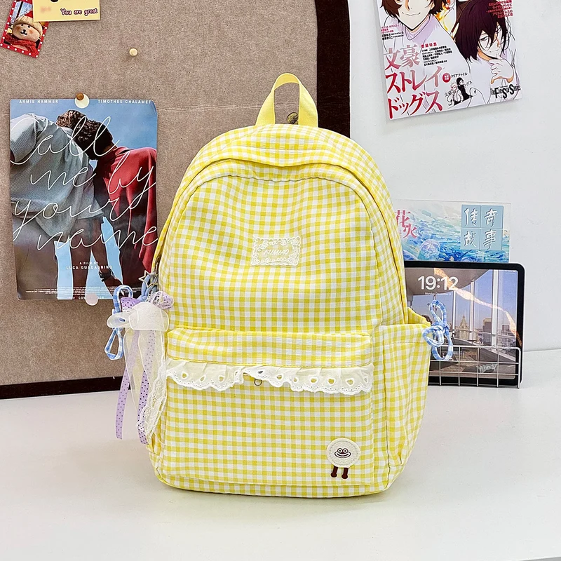Süßer Gingham-Druck Schulranzen Karnz