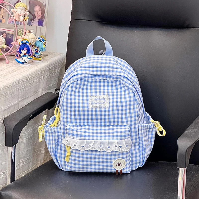 Süßer Gingham-Druck Schulranzen Karnz