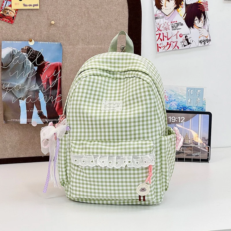 Süßer Gingham-Druck Schulranzen Karnz