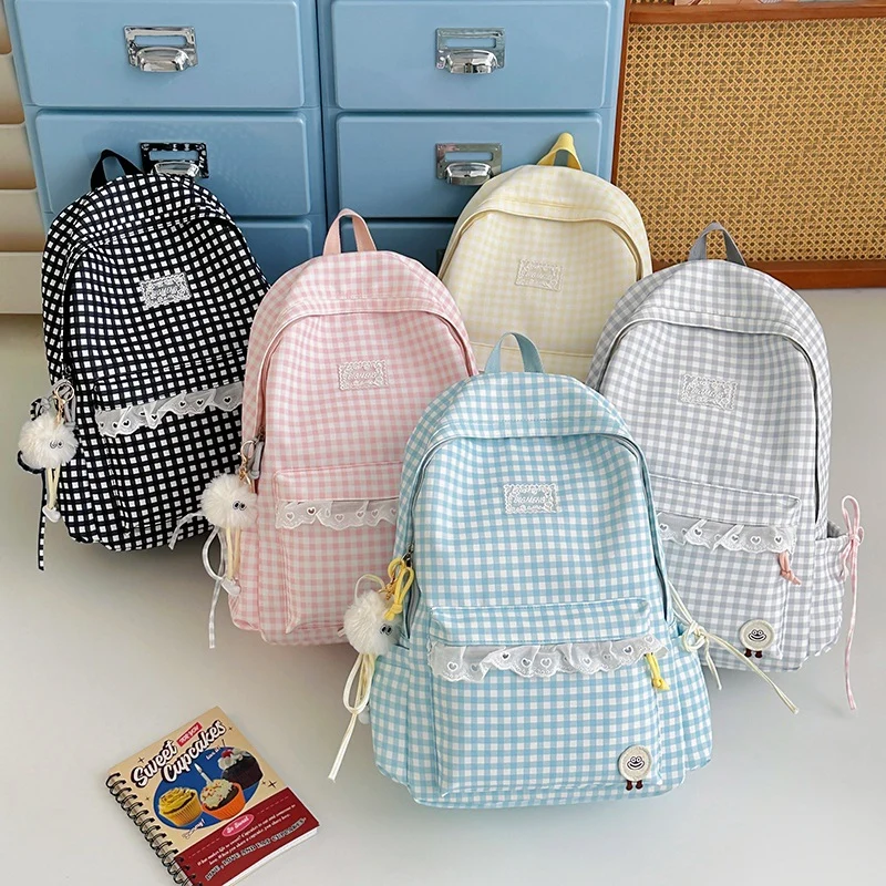 Süßer Gingham-Print-Rucksack Karnz