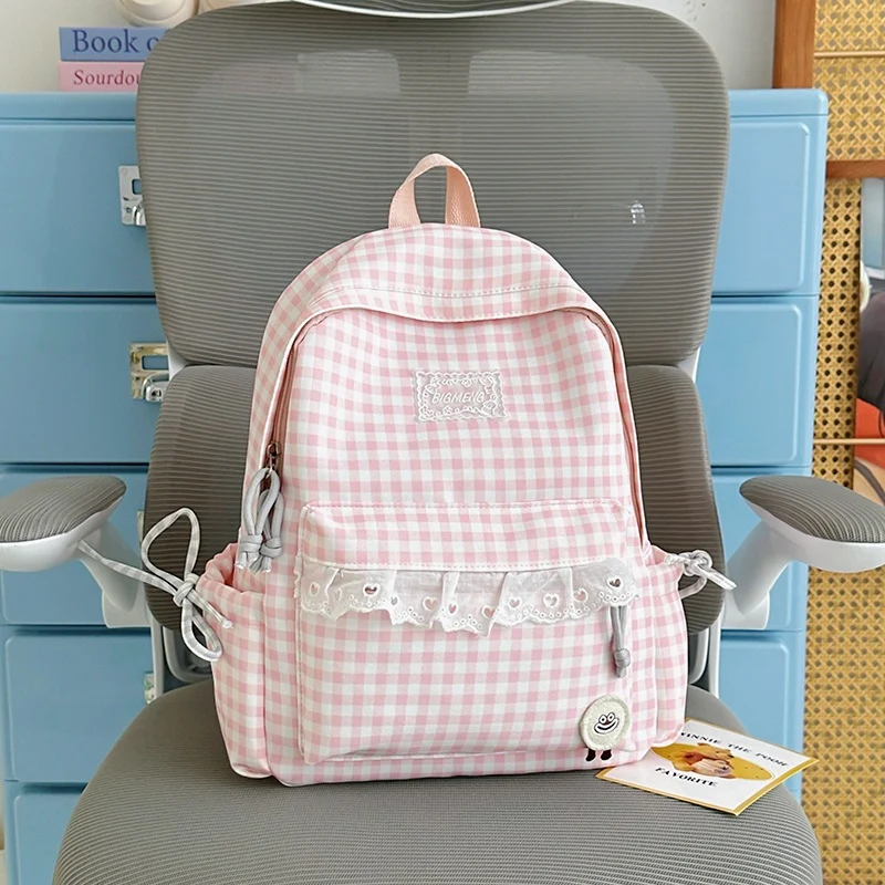 Süßer Gingham-Print-Rucksack Karnz