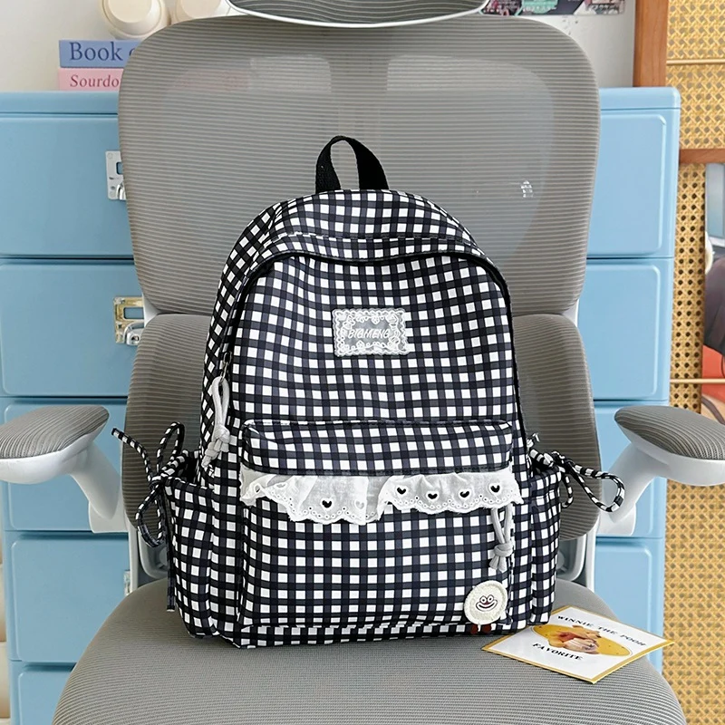 Süßer Gingham-Print-Rucksack Karnz
