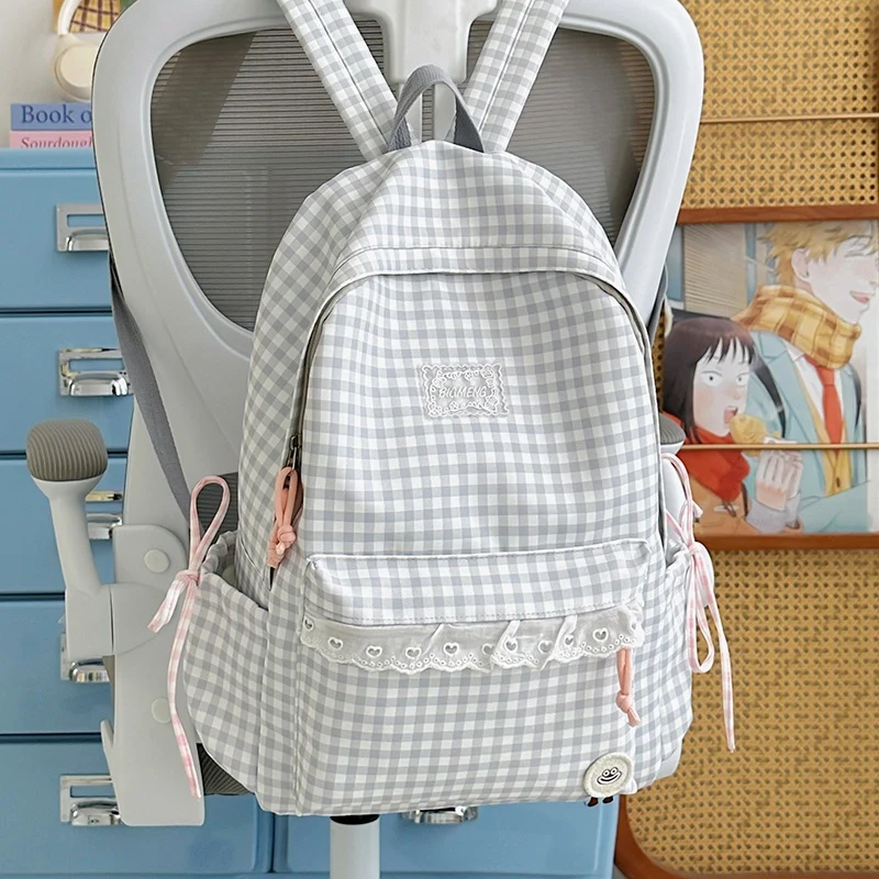Süßer Gingham-Print-Rucksack Karnz