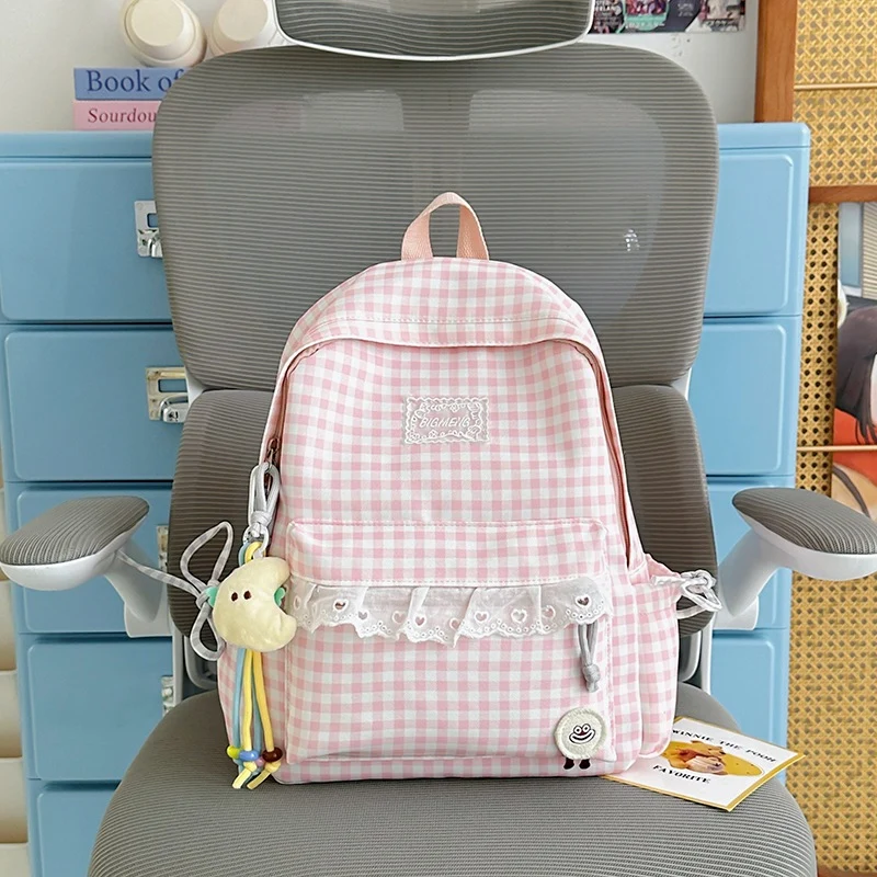 Süßer Gingham-Print-Rucksack Karnz