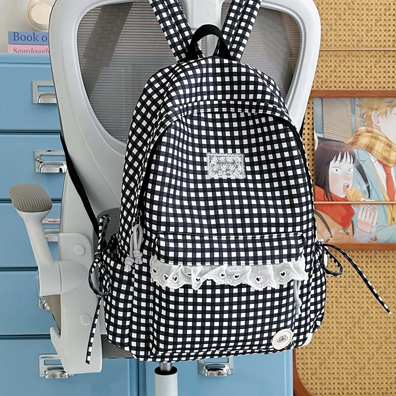 Süßer Gingham-Print-Rucksack Karnz