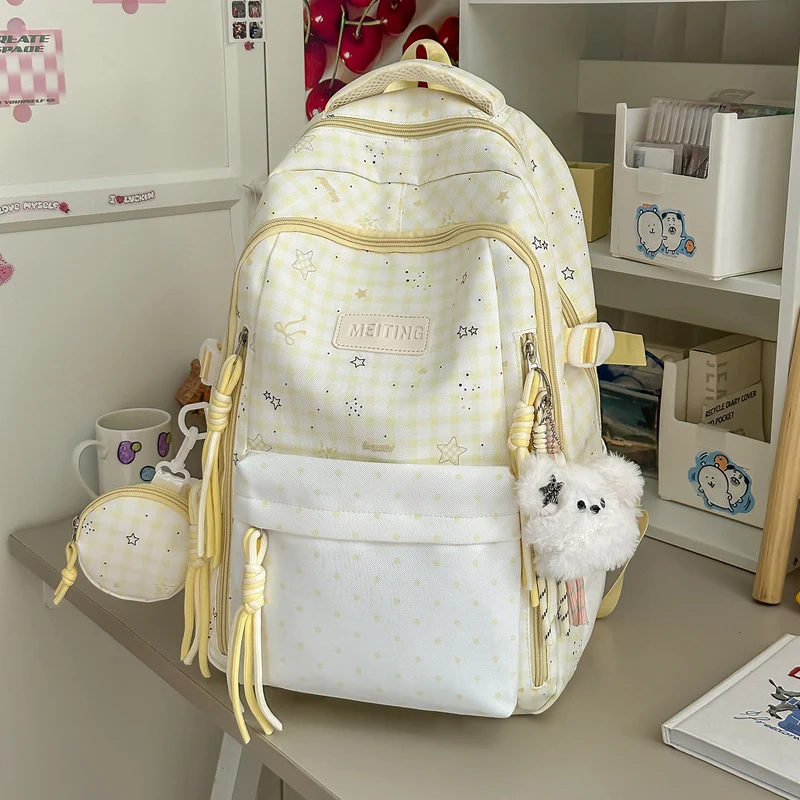 Dekorativer Rucksack mit Karos und Sternenmuster Karnz