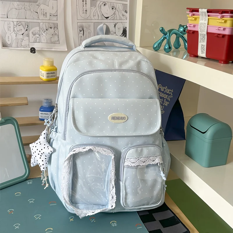 Niedlicher dekorativer gepunkteter Schulrucksack Karnz