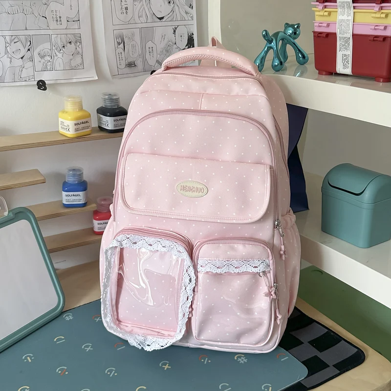Niedlicher dekorativer gepunkteter Schulrucksack Karnz