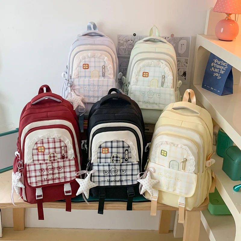 Hübscher dekorativer karierten Schulrucksack Karnz
