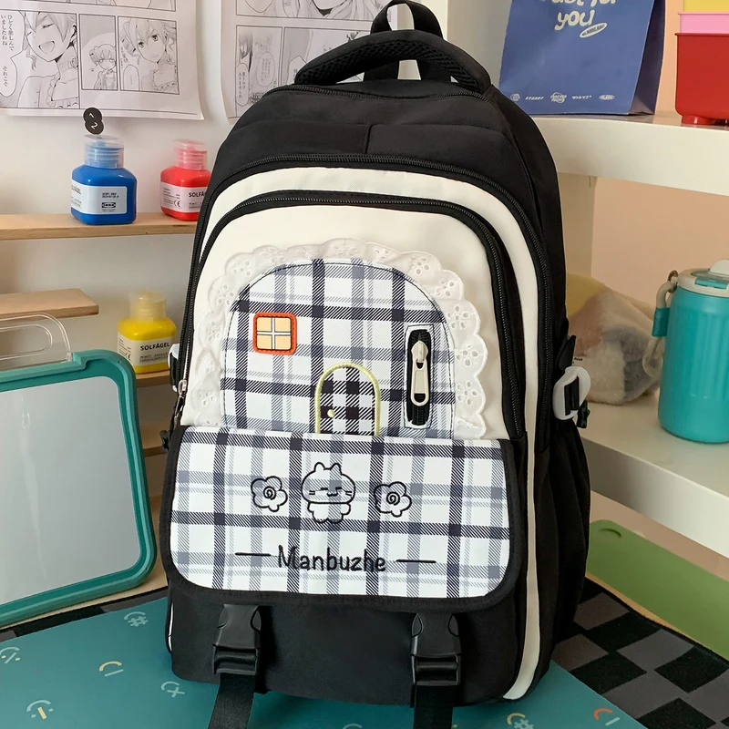 Hübscher dekorativer karierten Schulrucksack Karnz