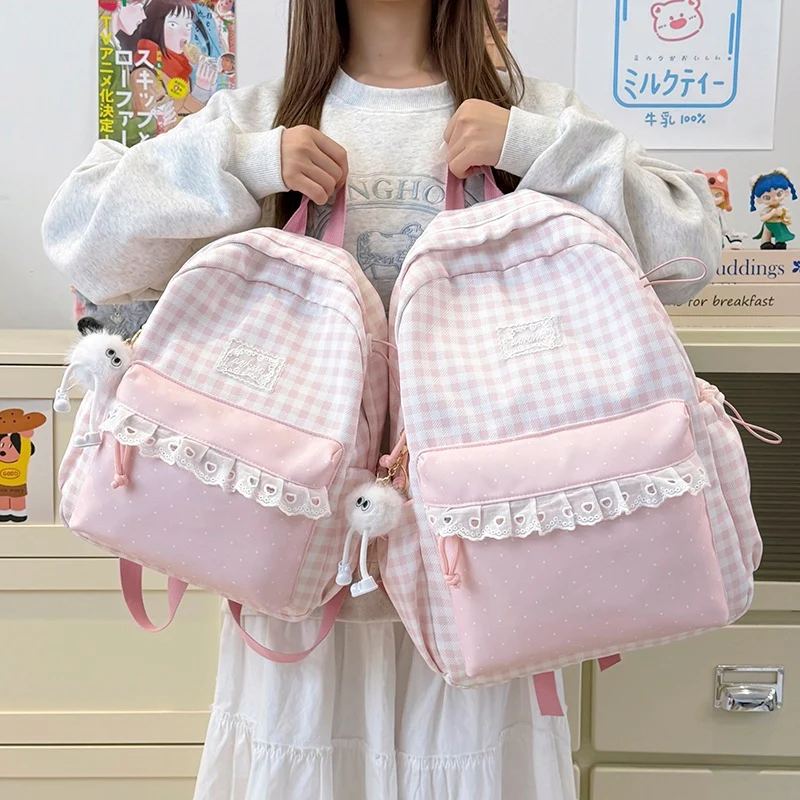Niedlicher karierten Muster Rucksack Karnz