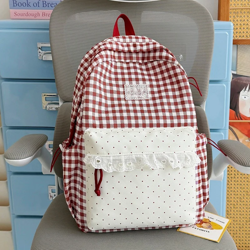 Niedlicher karierten Muster Rucksack Karnz