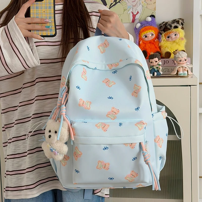 Niedlicher Bären-Print Schulrucksack Karnz