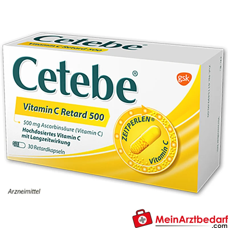 Cetebe Vitamin C Retard Kapseln 500 mg, 60 Stück – mit Mehrstundenfreisetzung