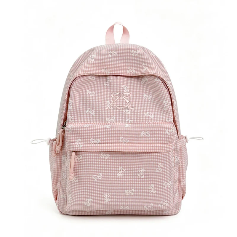 Charmanter Rucksack mit Schleifenverzierung im Gingham-Muster Karnz