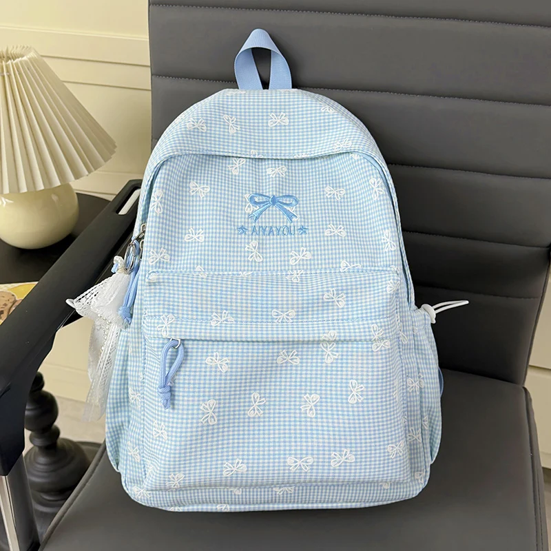 Charmanter Rucksack mit Schleifenverzierung im Gingham-Muster Karnz