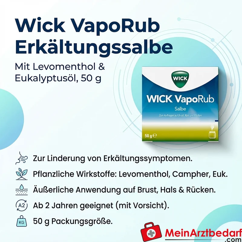 Wick VapoRub Salbe 50 g – Erkältungssalbe mit Levomenthol & Eukalyptusöl