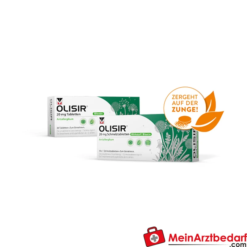 Olisir 20 mg Schmelztabletten (Bilastin) 10 Stück Antiallergikum bei Heuschnupfen und Urtikaria