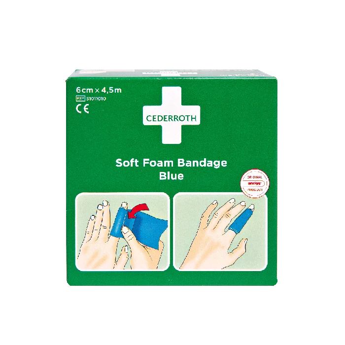 Cederroth Soft Foam Bandage Blue 4,5 m x 6 cm Refill 51011010 | Packung (1 Stück)