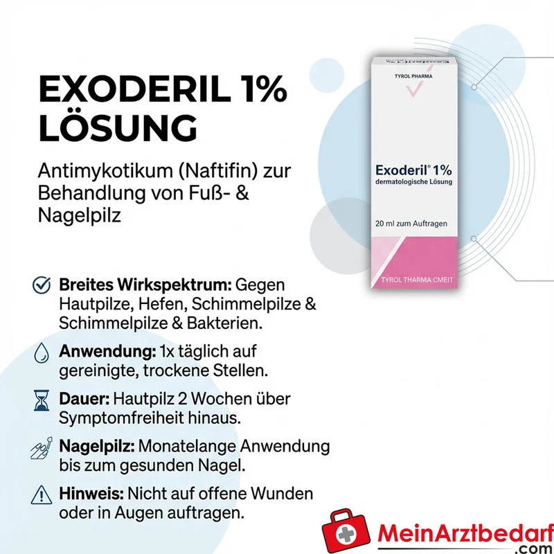Exoderil 1% dermatologische Lösung 20 ml Antimykotikum (Naftifin) gegen Fuß und Nagelpilz