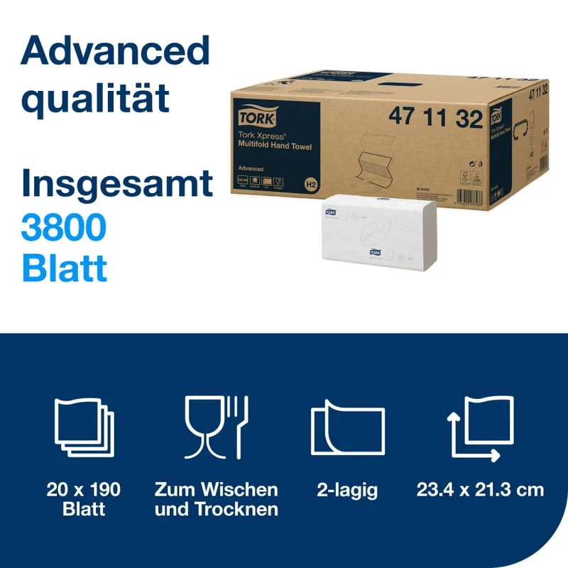 Tork Xpress® Papierhandtücher H2 Advanced, 2-lagig