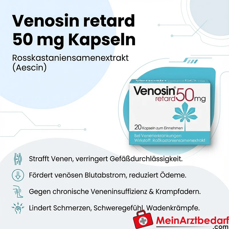 Venosin retard 50 mg Kapseln 60 Stück Rosskastaniensamenextrakt (Aescin) gegen Venenbeschwerden