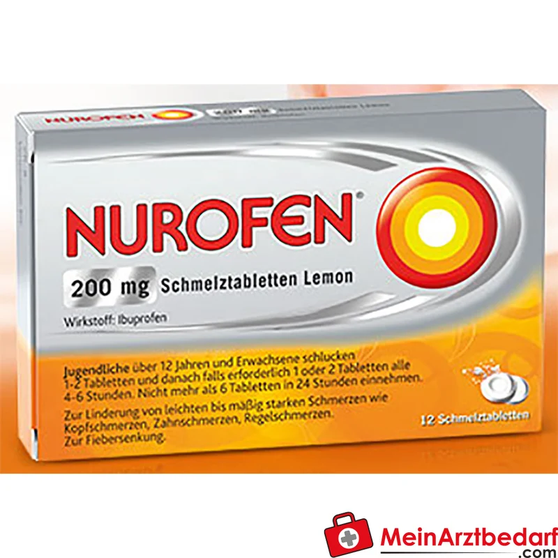 Nurofen Schmelztabletten 200 mg Ibuprofen Lemon 12 Stück für Jugendliche