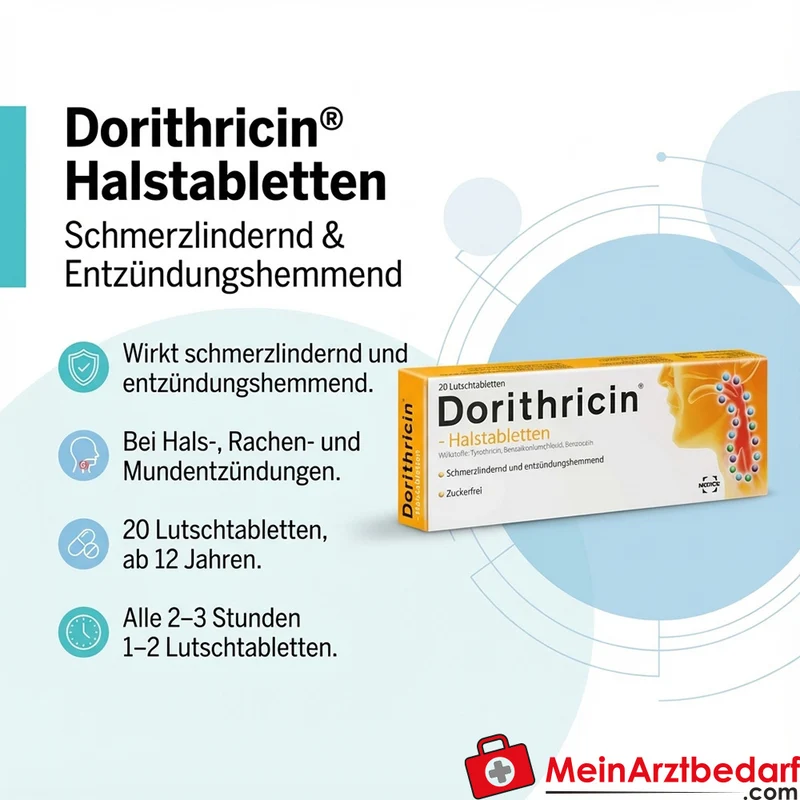 Dorithricin Halstabletten 20 Stück schmerzlindernd und entzündungshemmend, ab 12 Jahren