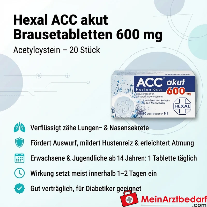 Hexal ACC akut Brausetabletten 600 mg (Acetylcystein) 20 Stück