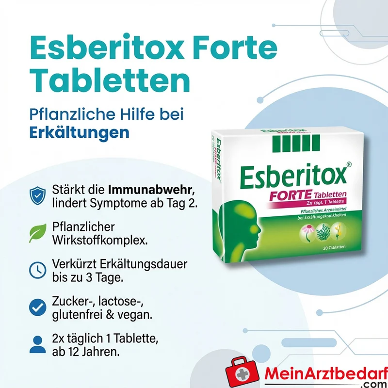 Esberitox Forte Tabletten 40 St. – pflanzliches Mittel bei Erkältung, Immunstärkung, vegan, Zitronengeschmack